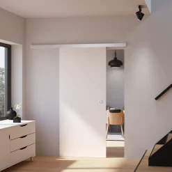 Schulte Complete Schuifdeur Hout - 77x203 - Wit Hout - Ronde Komgreep + Dubbele Softclose Demper