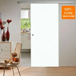 Schulte Complete Schuifdeur Hout - 77x203 - Wit Hout - Ronde Komgreep + Dubbele Softclose Demper