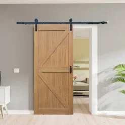 Schulte complete schuifdeur - hout - 90x215 - dekor eiken - bevestiging zwart -eenvoudige montage