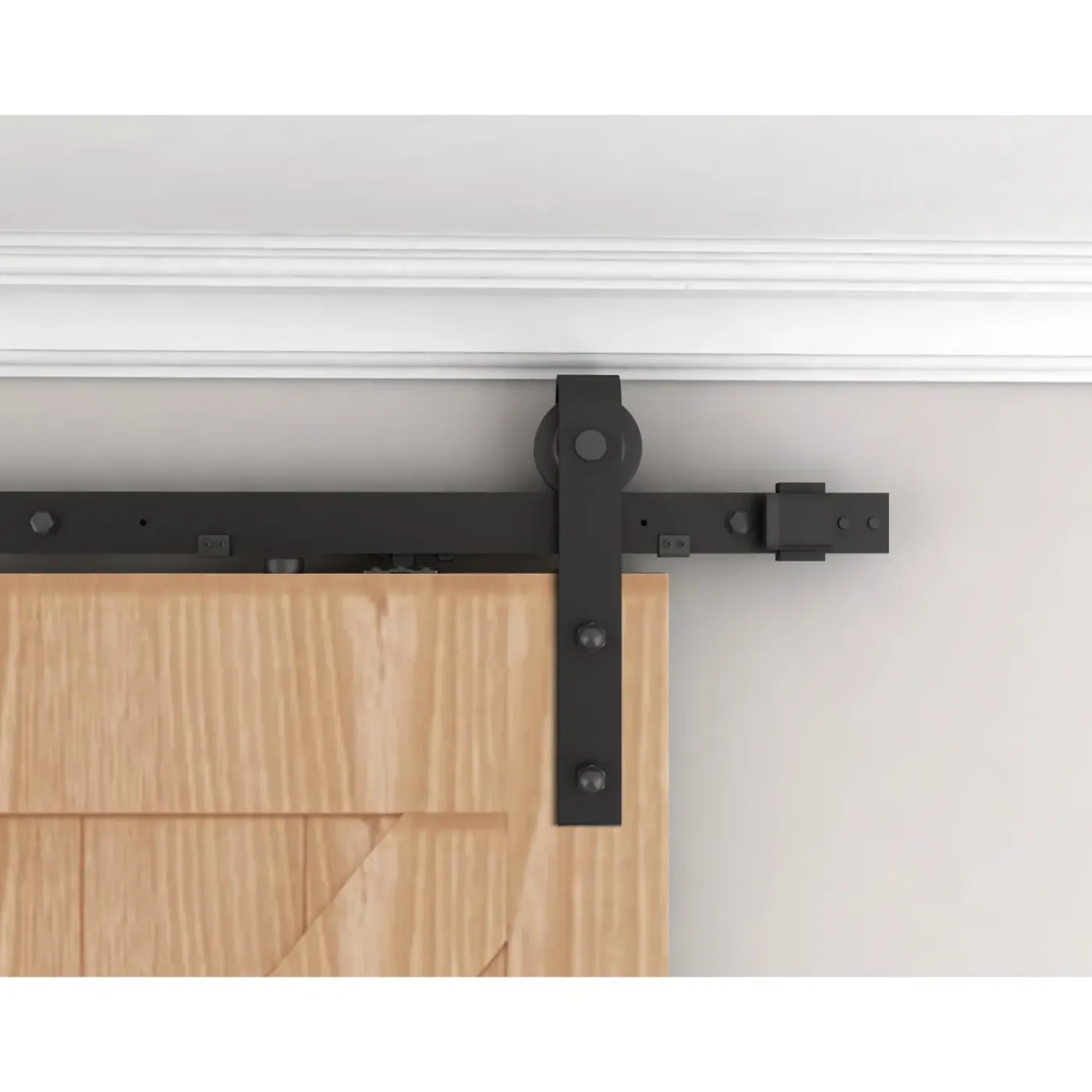 Schulte complete schuifdeur - hout - 103x215 - dekor eiken - bevestiging zwart -eenvoudige montage