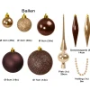 4seasonz Kerstballen Set 130 Kunststof - Ballen Piek En Parelsnoer Bruin