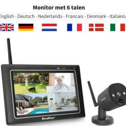 SecuFirst CWL401S/2 Met 7 inch monitor en 2x Draadloze Beveiligingscamera - Zwart