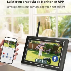 SecuFirst CWL401S/2 Met 7 inch monitor en 2x Draadloze Beveiligingscamera - Zwart