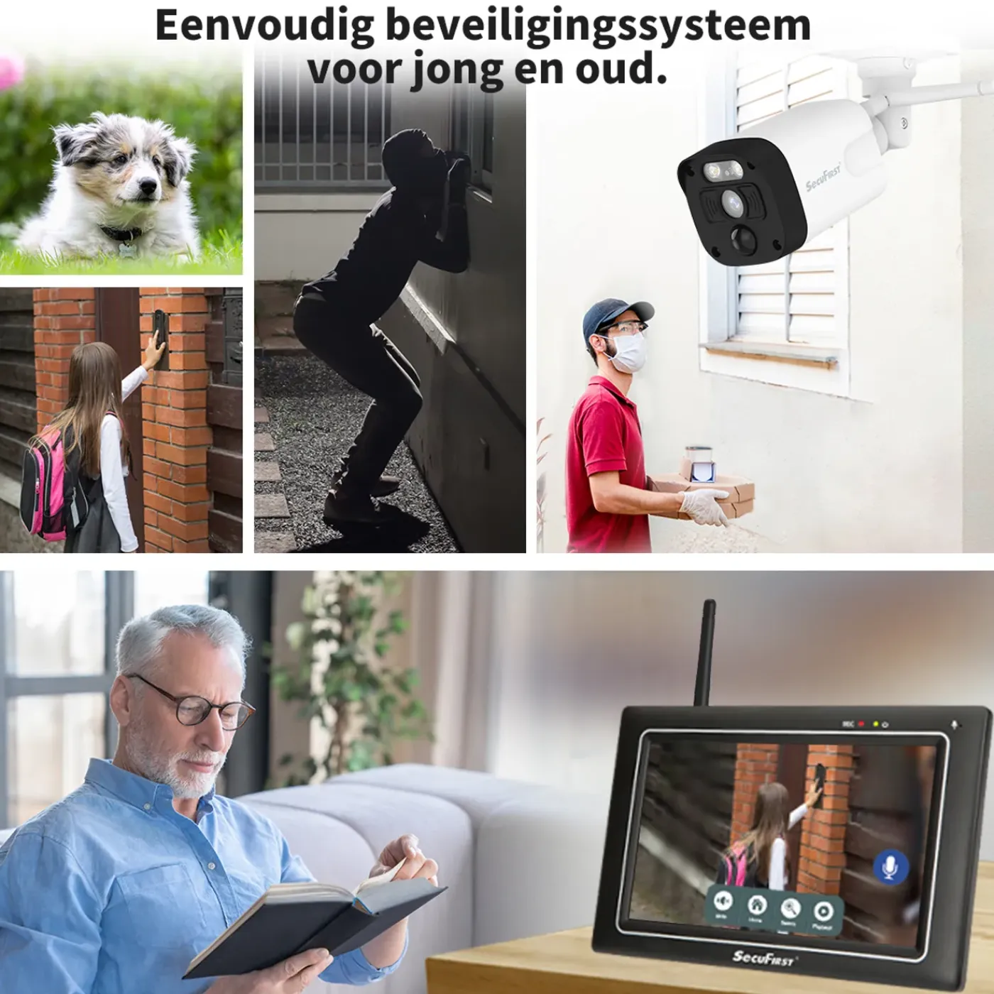 SecuFirst CWL401W Met 7 inch monitor en 1x Draadloze Beveiligingscamera - Wit