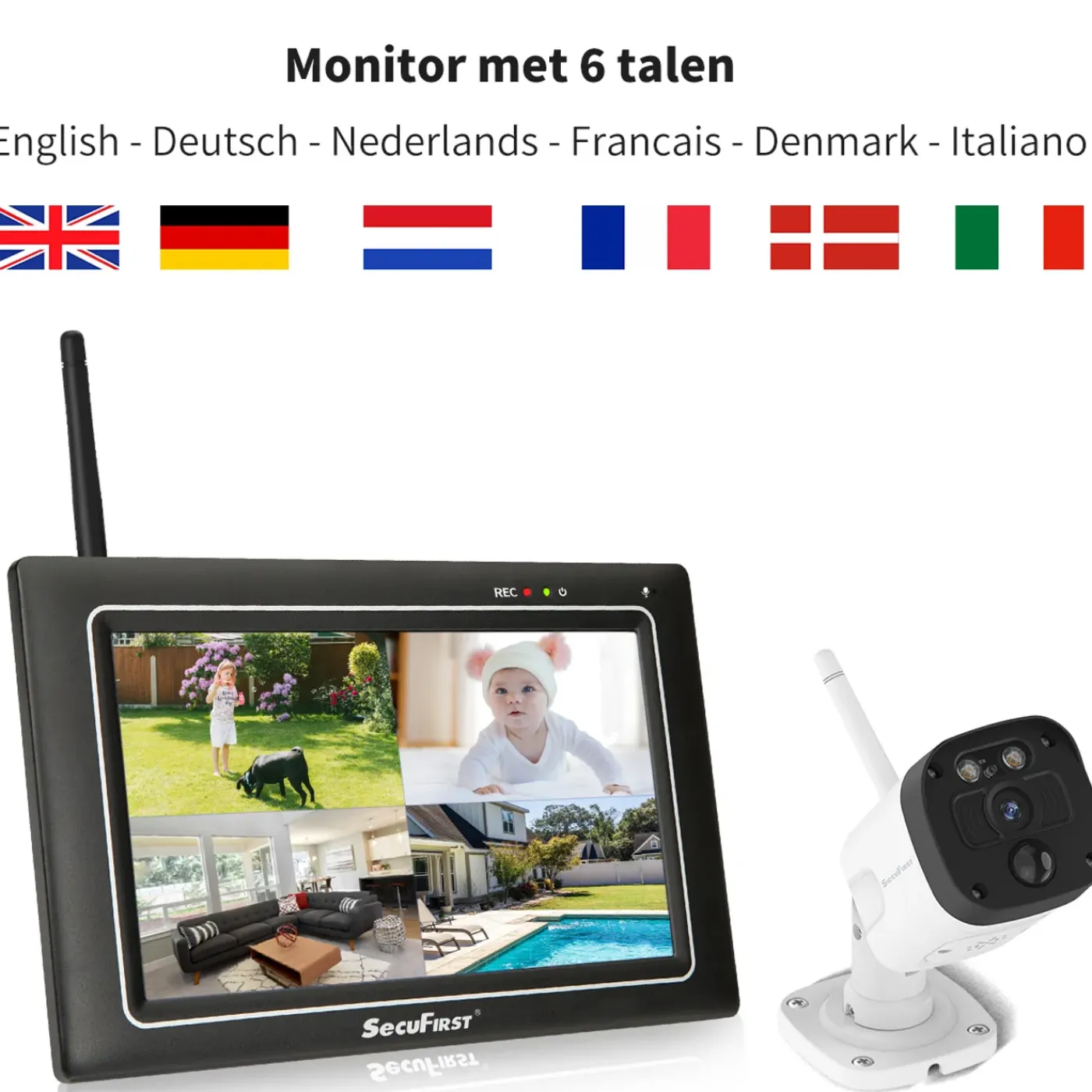 SecuFirst CWL401W Met 7 inch monitor en 1x Draadloze Beveiligingscamera - Wit
