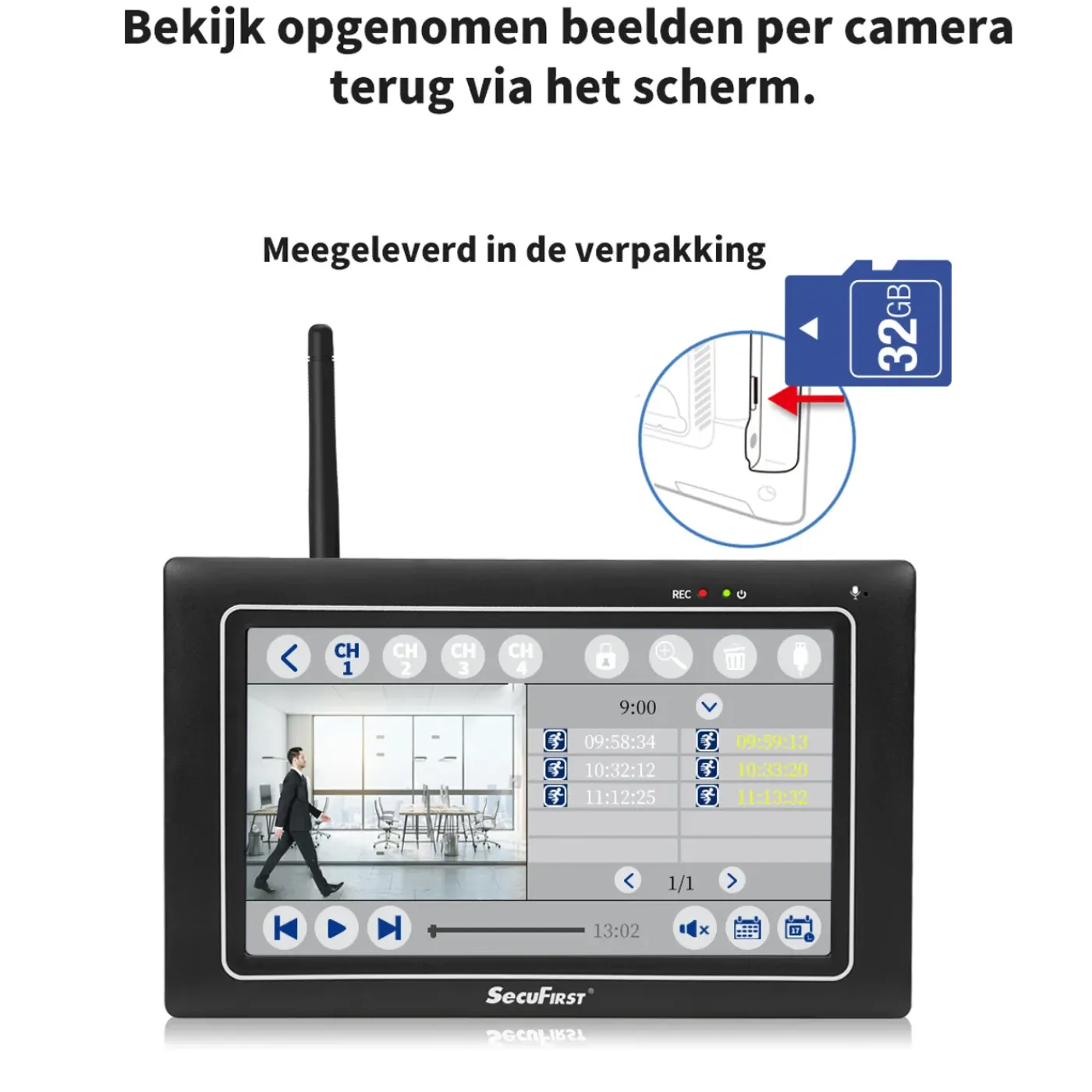 SecuFirst CWL401W Met 7 inch monitor en 1x Draadloze Beveiligingscamera - Wit