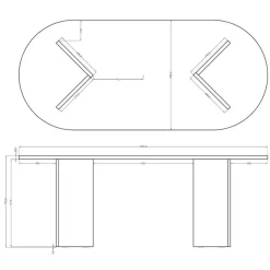 SELSEY - Eettafel - Ovo - Wisconsin Walnoot - Ovaal - 204x90x75 Cm