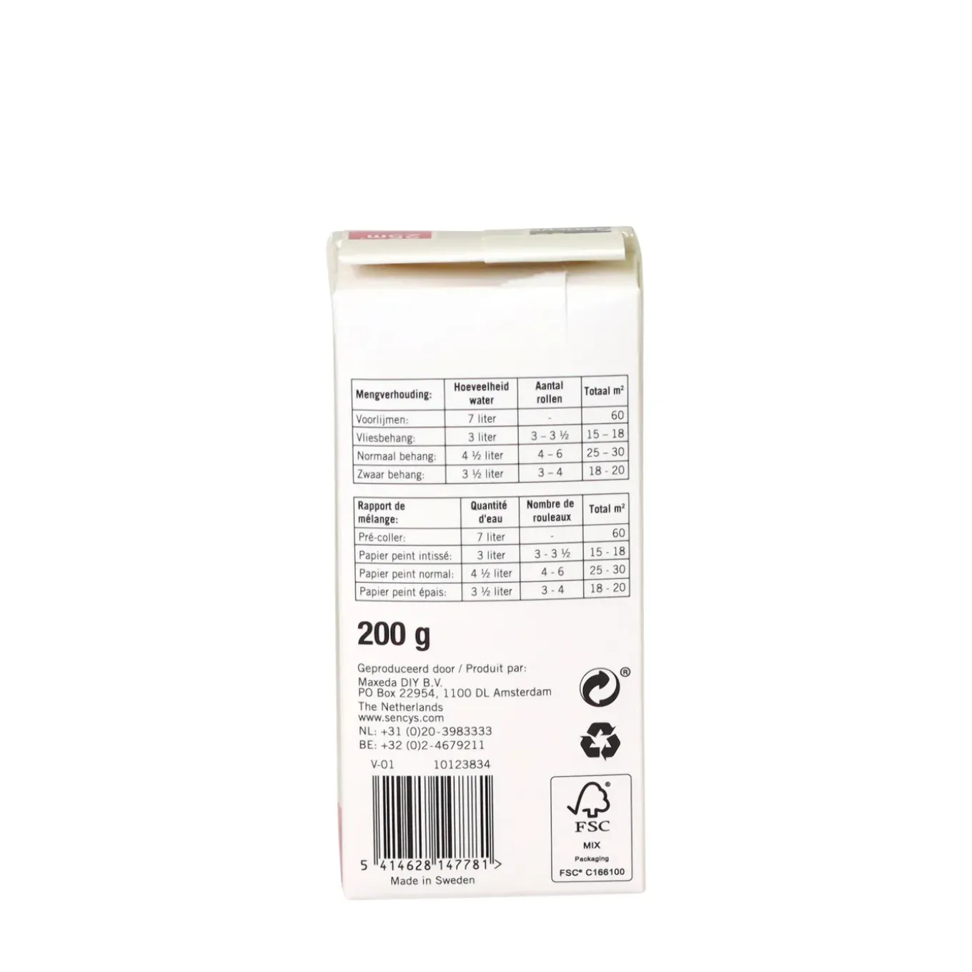 Sencys Behanglijm Vlies - Wit - 200g