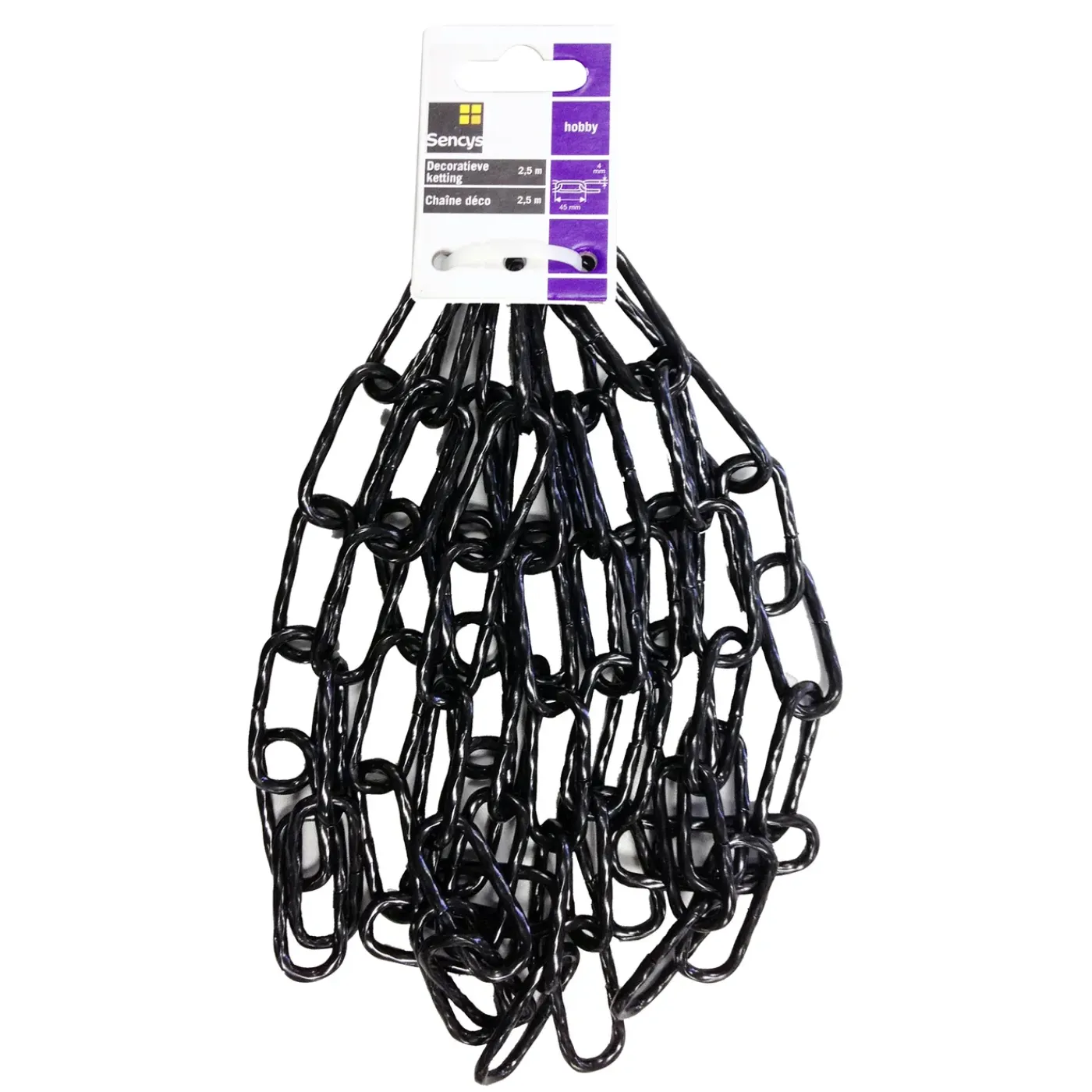 Sencys decoratieve ketting - Staal - Zwart - 4mm - 2,5m