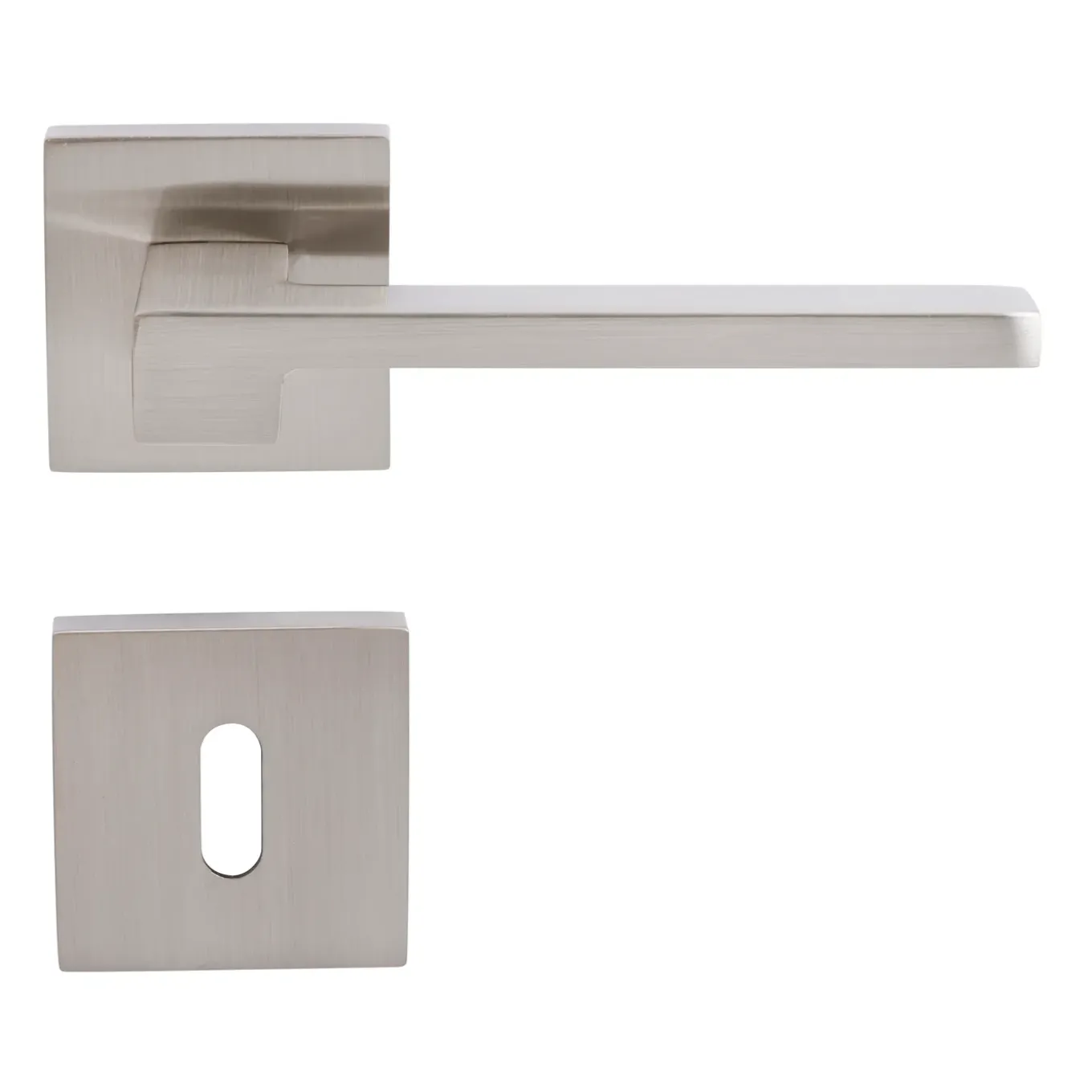 Sencys Deurkruk op Rozet Berlin - Aluminium - RVS Look Satin - Sleutelgat - Vierkant Rozet - 128 mm