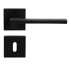 Sencys Deurkruk op Rozet Berlin - Aluminium - Zwart Gelakt - Sleutelgat - Vierkant Rozet - 128 mm