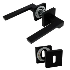 Sencys Deurkruk op Rozet Berlin - Aluminium - Zwart Gelakt - Sleutelgat - Vierkant Rozet - 128 mm