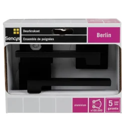 Sencys Deurkruk op Rozet Berlin - Aluminium - Zwart Gelakt - Sleutelgat - Vierkant Rozet - 128 mm