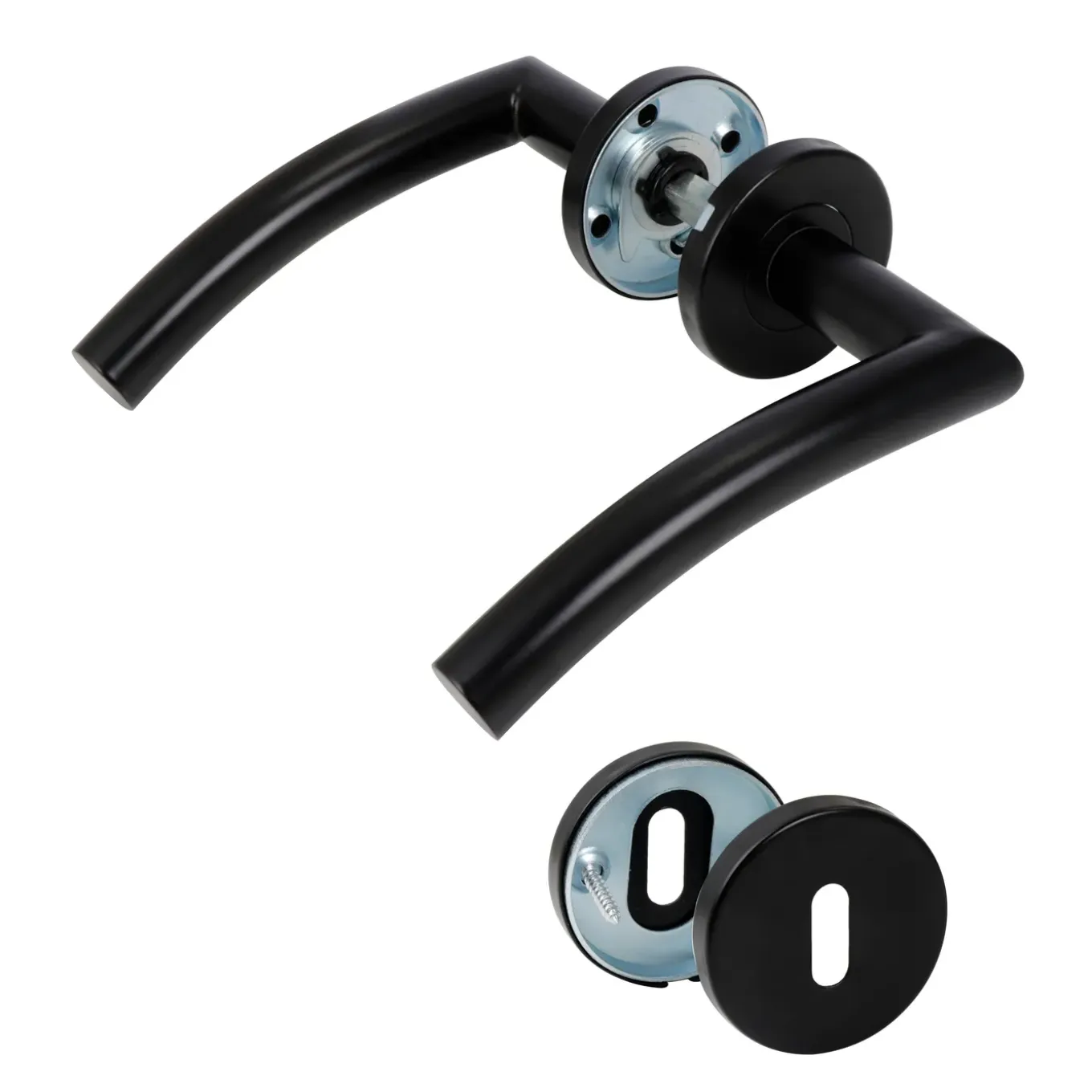 Sencys Deurkruk op Rozet Black Forest-II - RVS - Zwart Gelakt - Sleutelgat - 135 mm