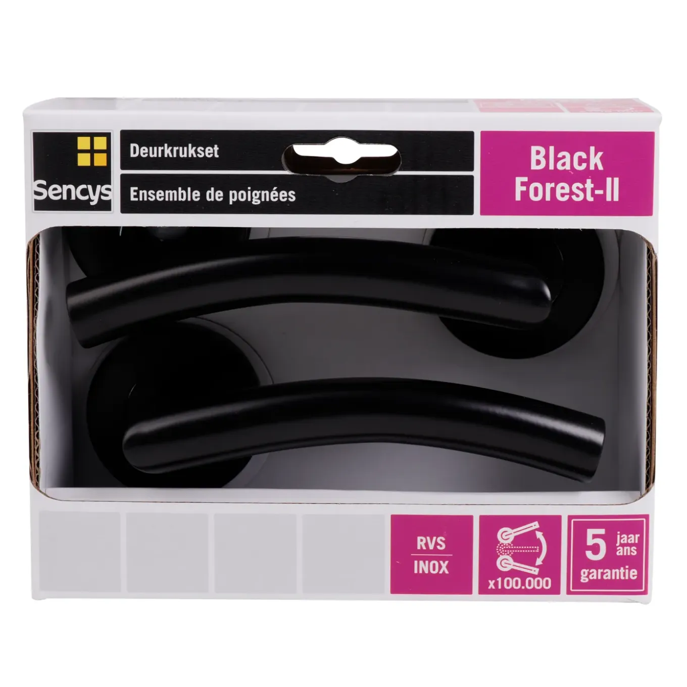 Sencys Deurkruk op Rozet Black Forest-II - RVS - Zwart Gelakt - Sleutelgat - 135 mm