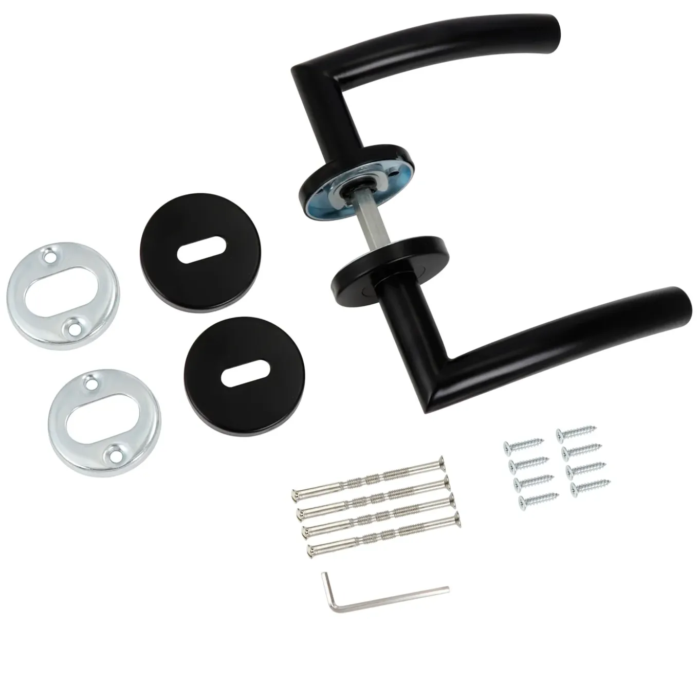 Sencys Deurkruk op Rozet Black Forest-II - RVS - Zwart Gelakt - Sleutelgat - 135 mm