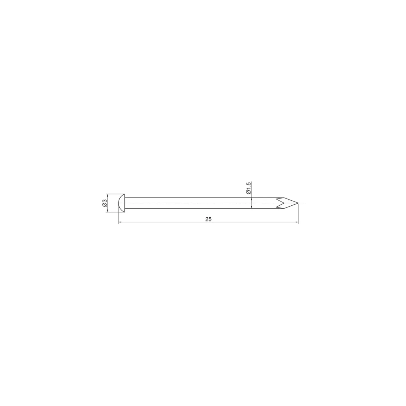 Sencys Draadnagels met ronde kop Messing 1,5x25mm - 150 stuks