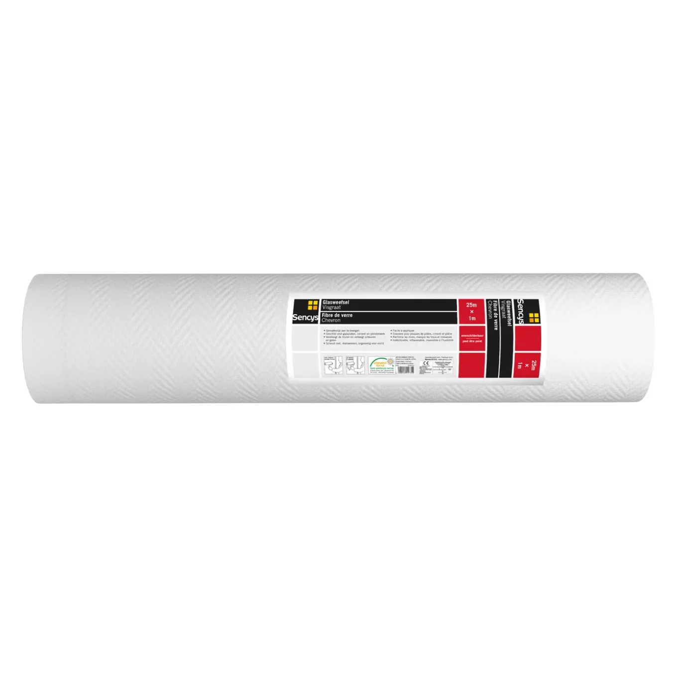 Sencys glasvliesbehang visgraat - 25 m - 145 g/m²