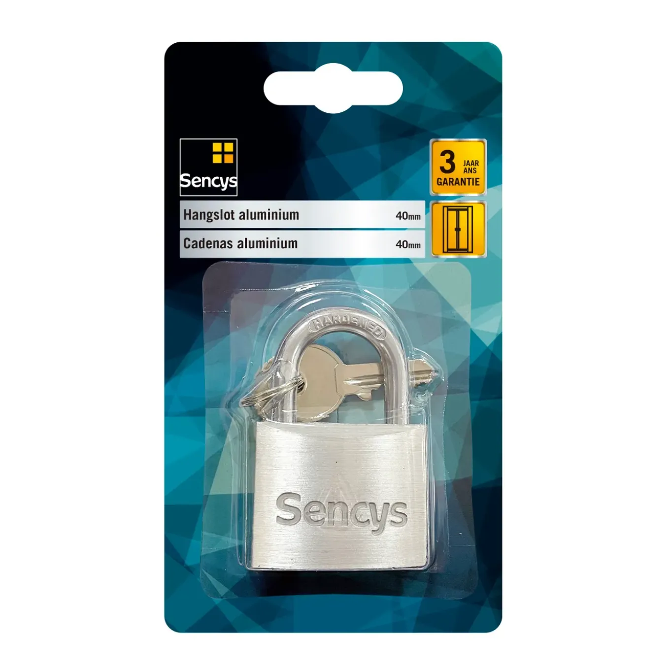 Sencys Hangslot met sleutel - Aluminium voor kluisje en poort - Behuizing 40mm