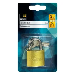 Sencys Hangslot met sleutel - Staal voor koffer of kluisje - Behuizing 30mm