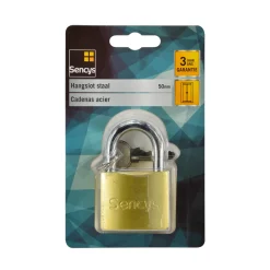 Sencys Hangslot met sleutel - Staal, hoge veiligheid voor kluisje of poort - Behuizing 50mm