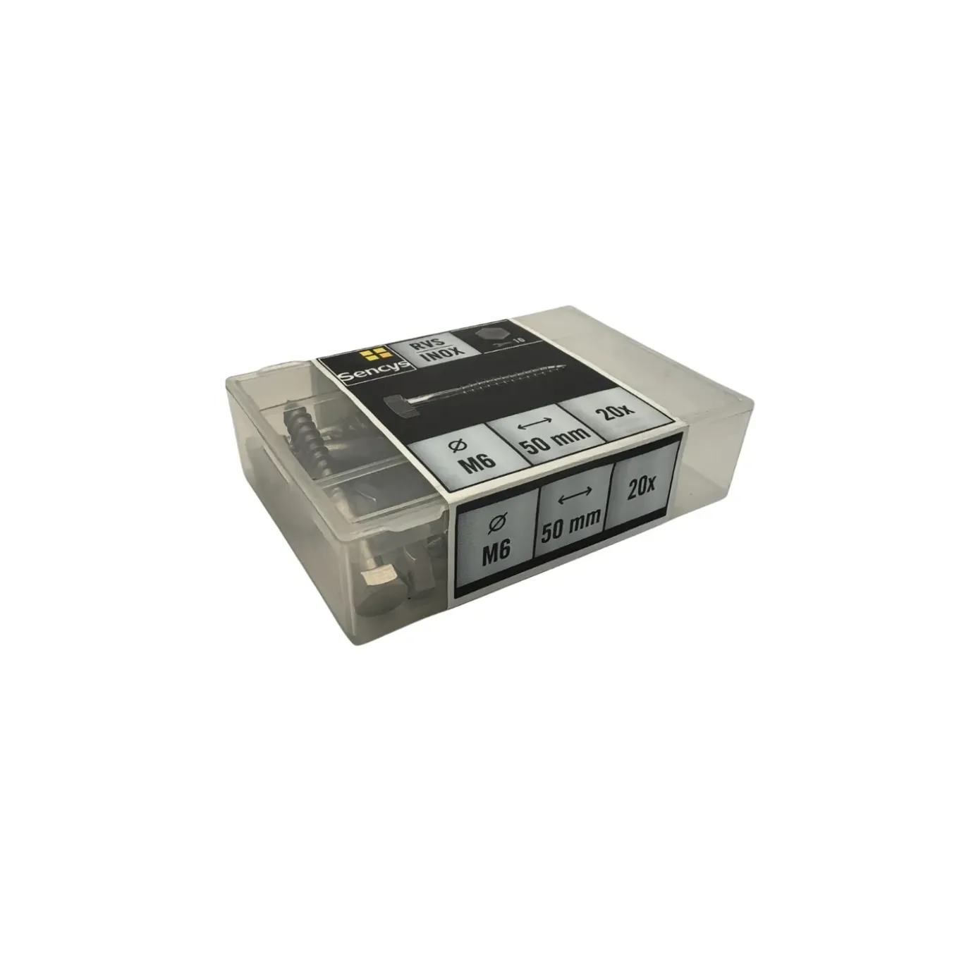 Sencys houtdraadbout M6x50mm per 20 r.v.s.