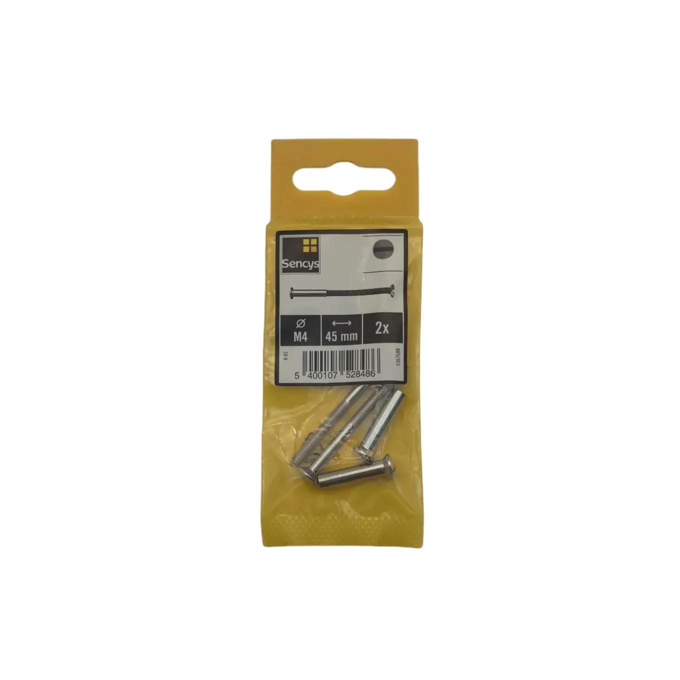Sencys patentbout M4x45mm per 2 vernikkeld
