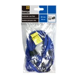 Sencys platte snelbinder met haak voor fiets blauw 9mmx60cm
