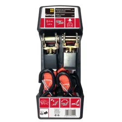 Sencys Ratelsjorband Zwart met Haak - 4,25mx25mm - 250kg - 2 stuks