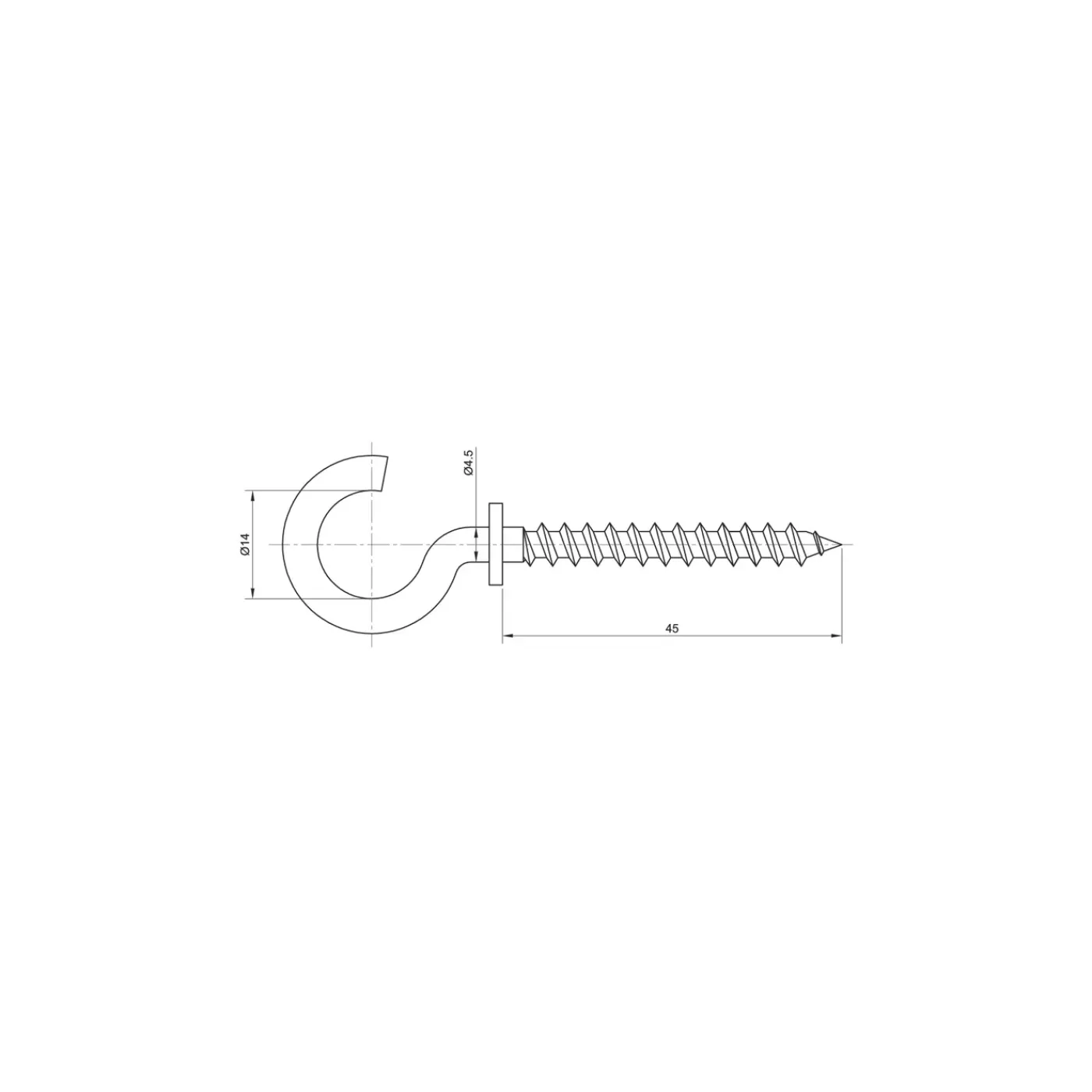 Sencys schroefhaak + hals 4,5x40mm wit per 5
