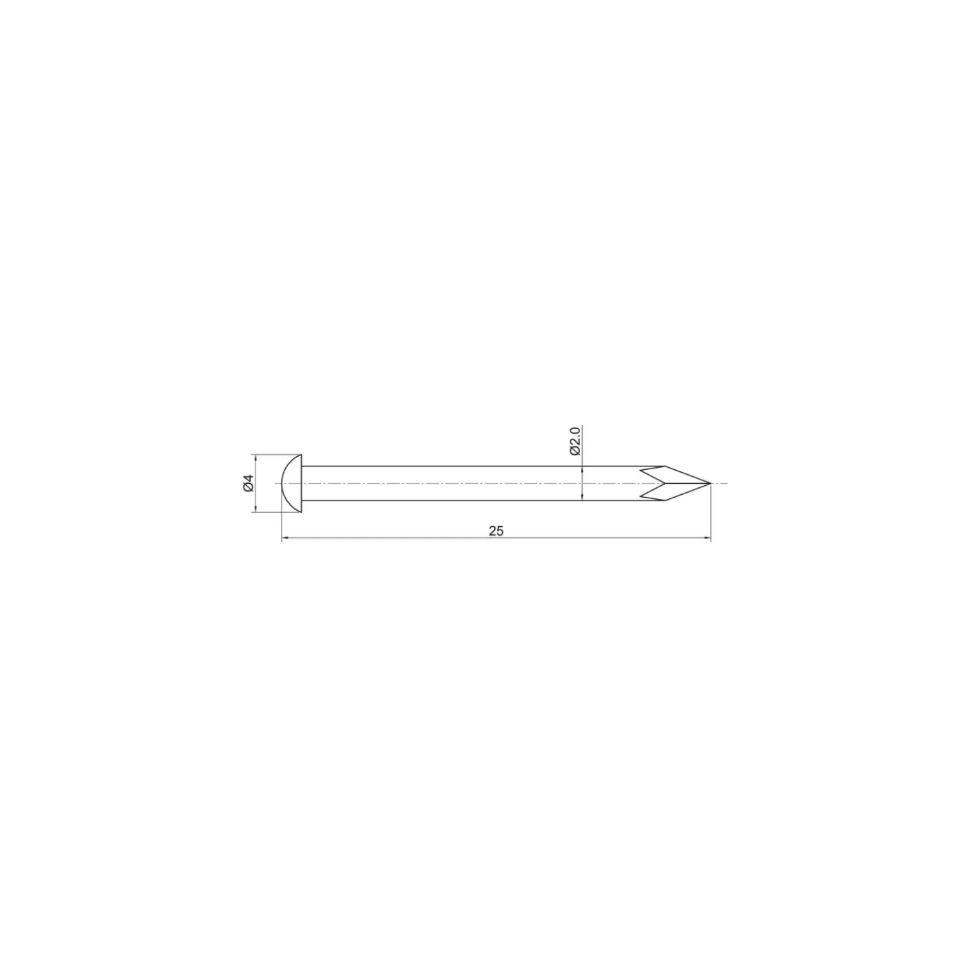 Sencys Spijkers met Ronde Kop Gehard Staal 2,0x25mm - 100 stuks