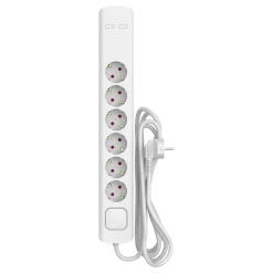Sencys Stekkerdoos 6-voudig wit 3 meter