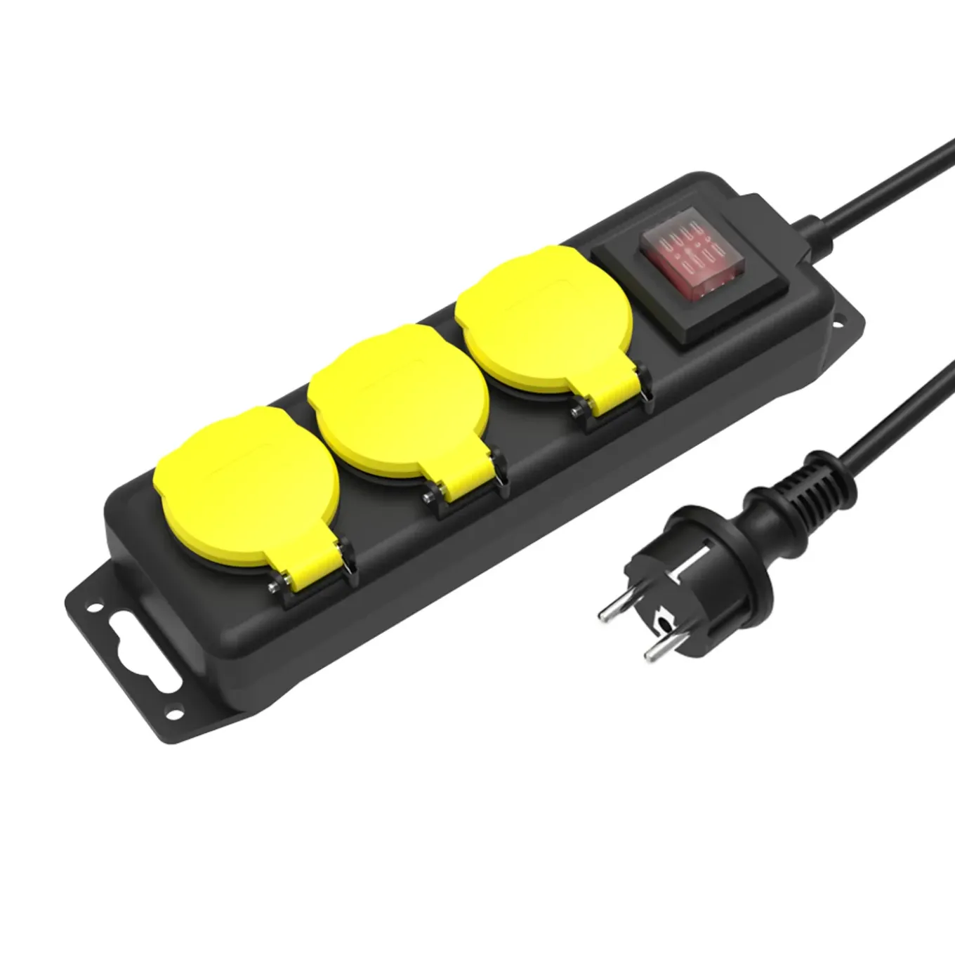 Sencys Stekkerdoos 3-voudig zwart/geel 3 meter