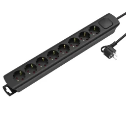 Sencys Stekkerdoos 8-voudig zwart 1,5 meter
