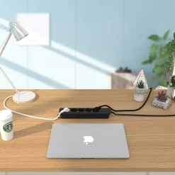 Sencys Stekkerdoos 5-voudig zwart 5 meter