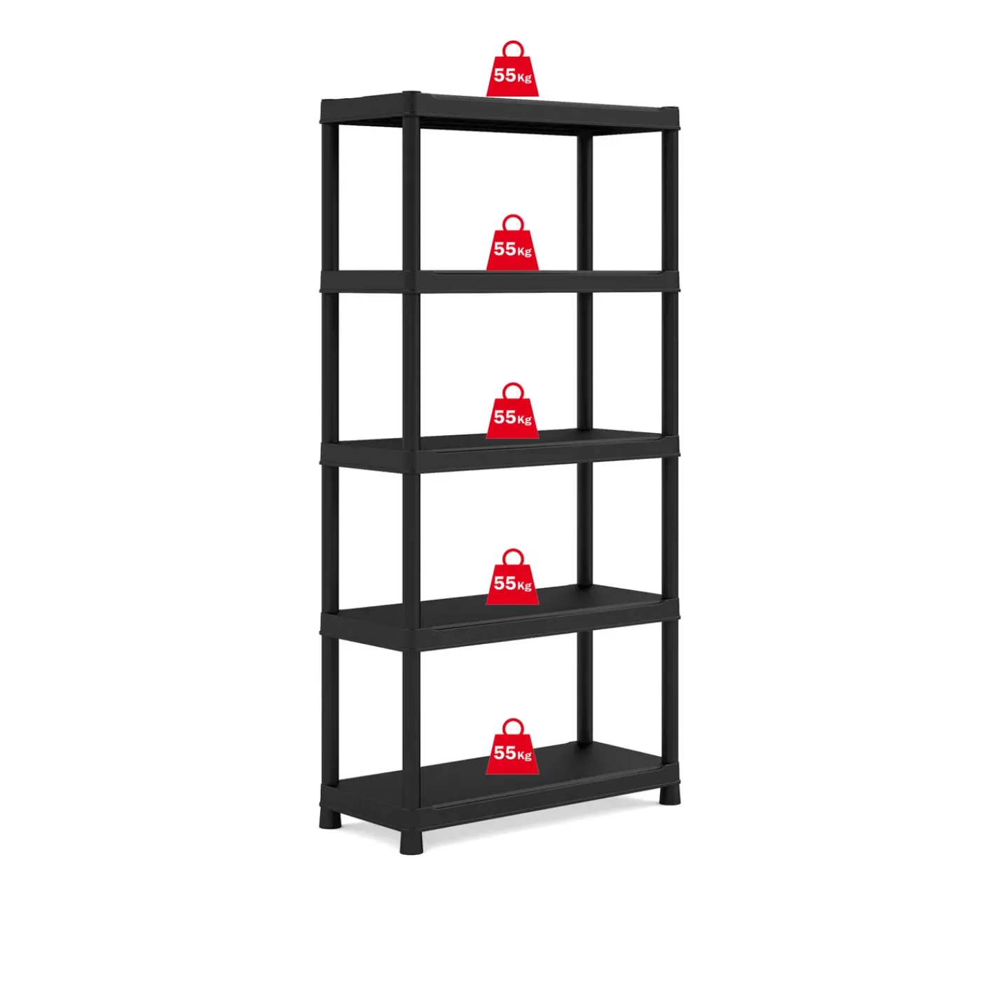 Sencys Stellingkast - Shelf Plus - 182x90x40cm - Draagkracht 55kg - Zwart