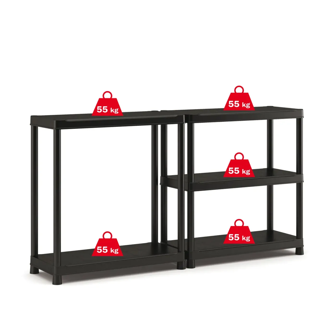Sencys Stellingkast - Shelf Plus - 182x90x40cm - Draagkracht 55kg - Zwart