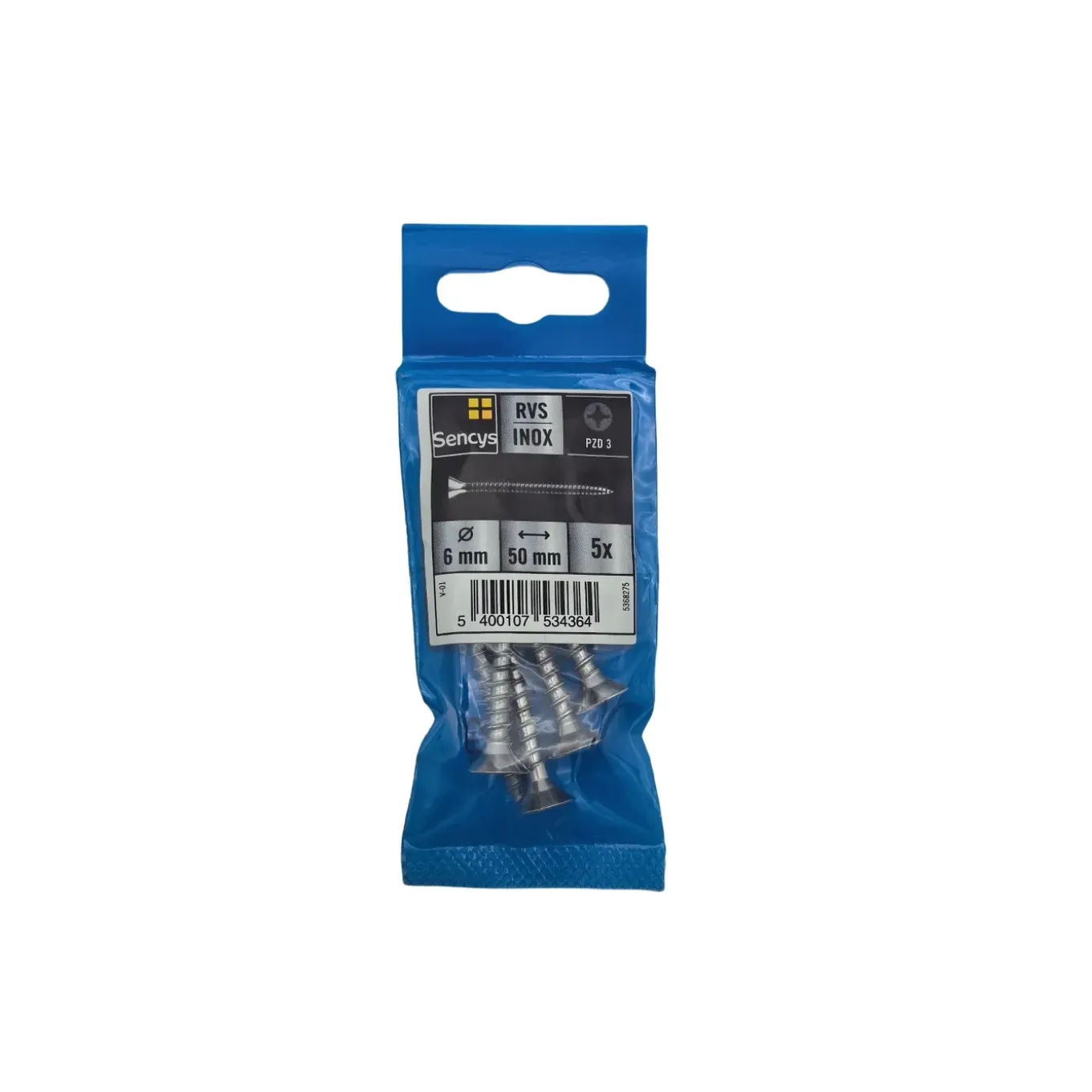 Sencys Universele Schroef RVS Verzonken Kop Pozi - 6x50mm - 5 stuks