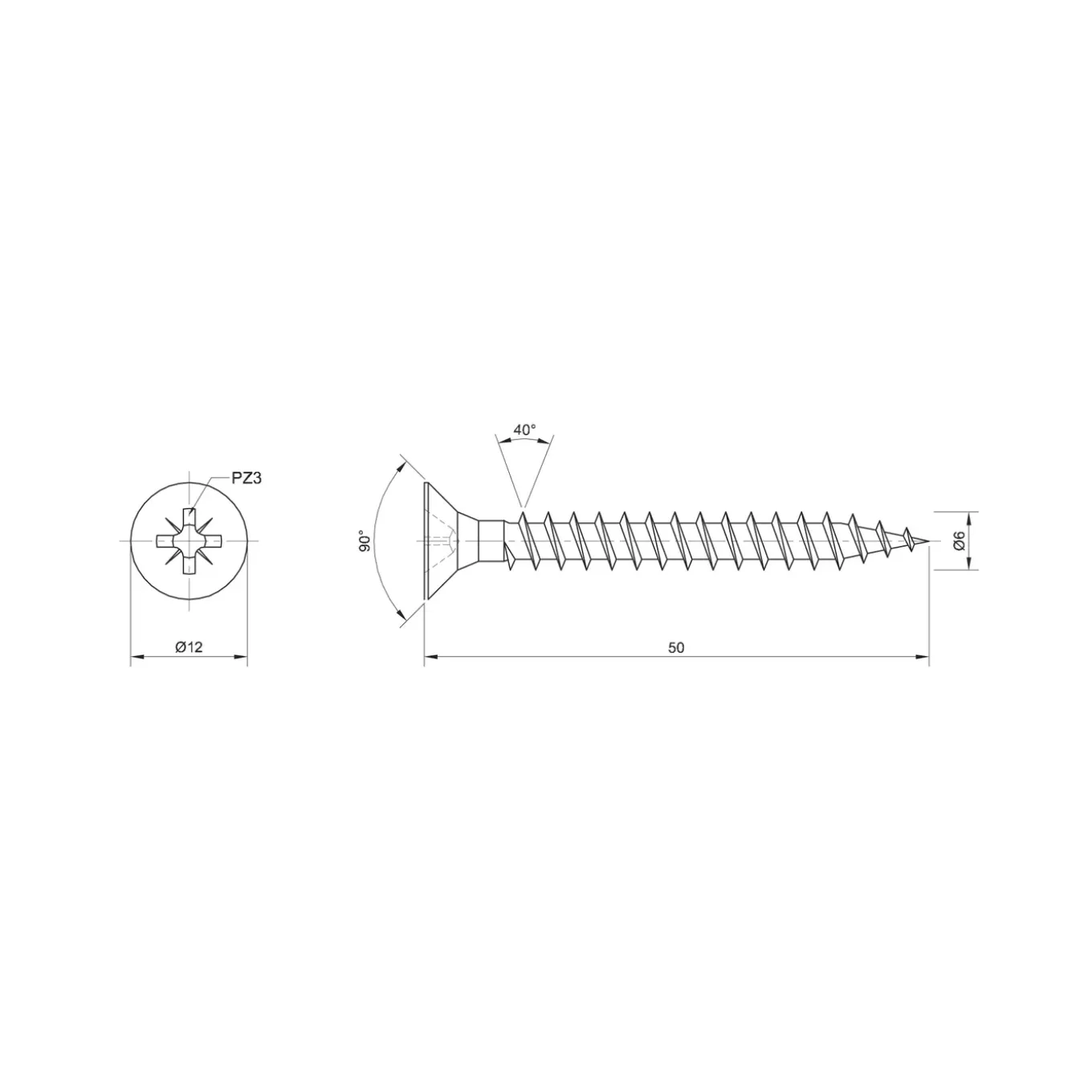 Sencys Universele Schroef RVS Verzonken Kop Pozi - 6x50mm - 5 stuks