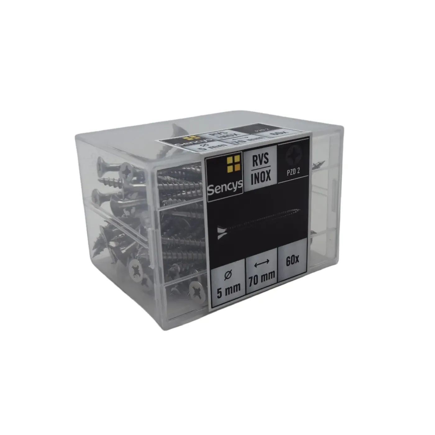 Sencys univ. schroef PK pozi 5x70mm r.v.s. per 60