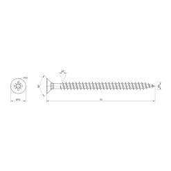 Sencys univ. schroef PK pozi 5x70mm r.v.s. per 60