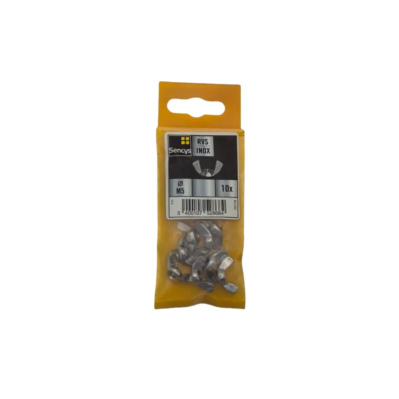 Sencys Vleugelmoer - M5 - RVS - 10 stuks