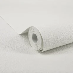 Sencys Vliesbehang Overschilderbaar Woodchip Effect - Wit - 10,05m x 52cm