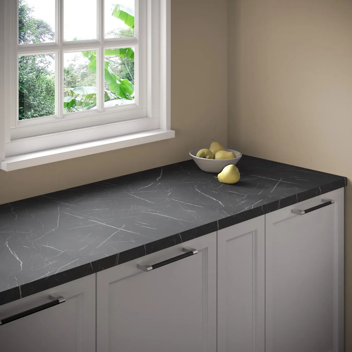 Sencys - Werkblad - Mat - Zwart marmer - 304x64x3,8cm