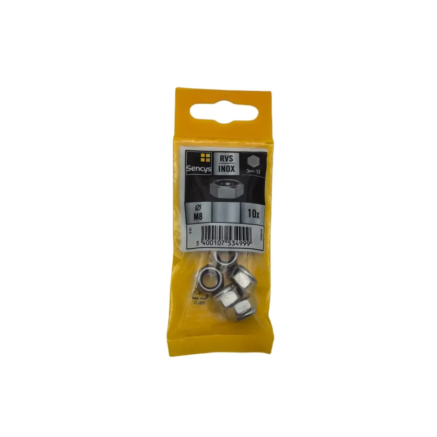 Sencys Zelfborgende Moer - M8 - RVS - 10 stuks