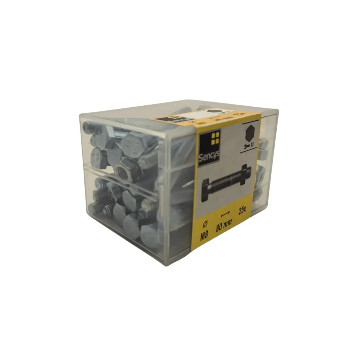 Sencys Zeskantbout met moer - Staal - Gegalvaniseerd - M8x80 mm