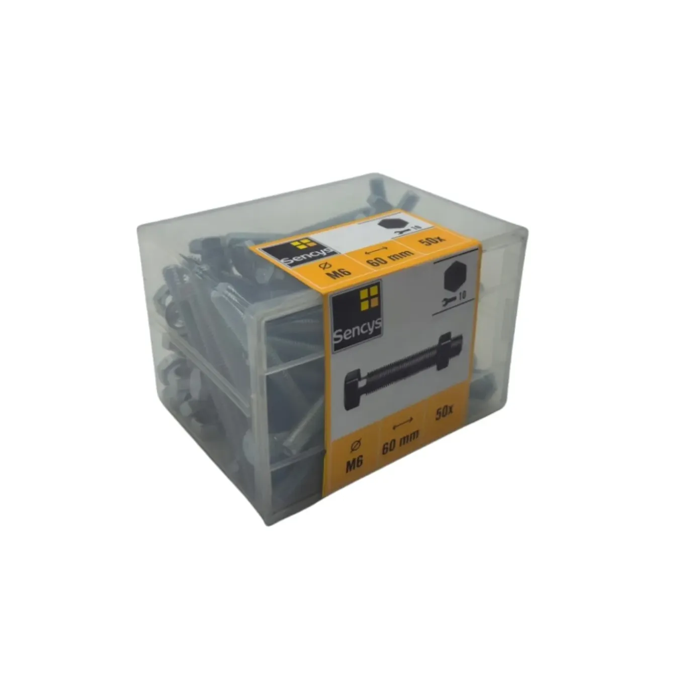 Sencys Zeskantbout met moer - Staal - M6x60 mm