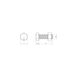 Sencys Zeskantbout met moer - Staal - M8x25 mm