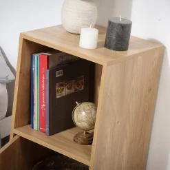 Casâme Set Van 2 Nachtkastjes Met 2 Compartimenten, Houtdecor, 1 Deur