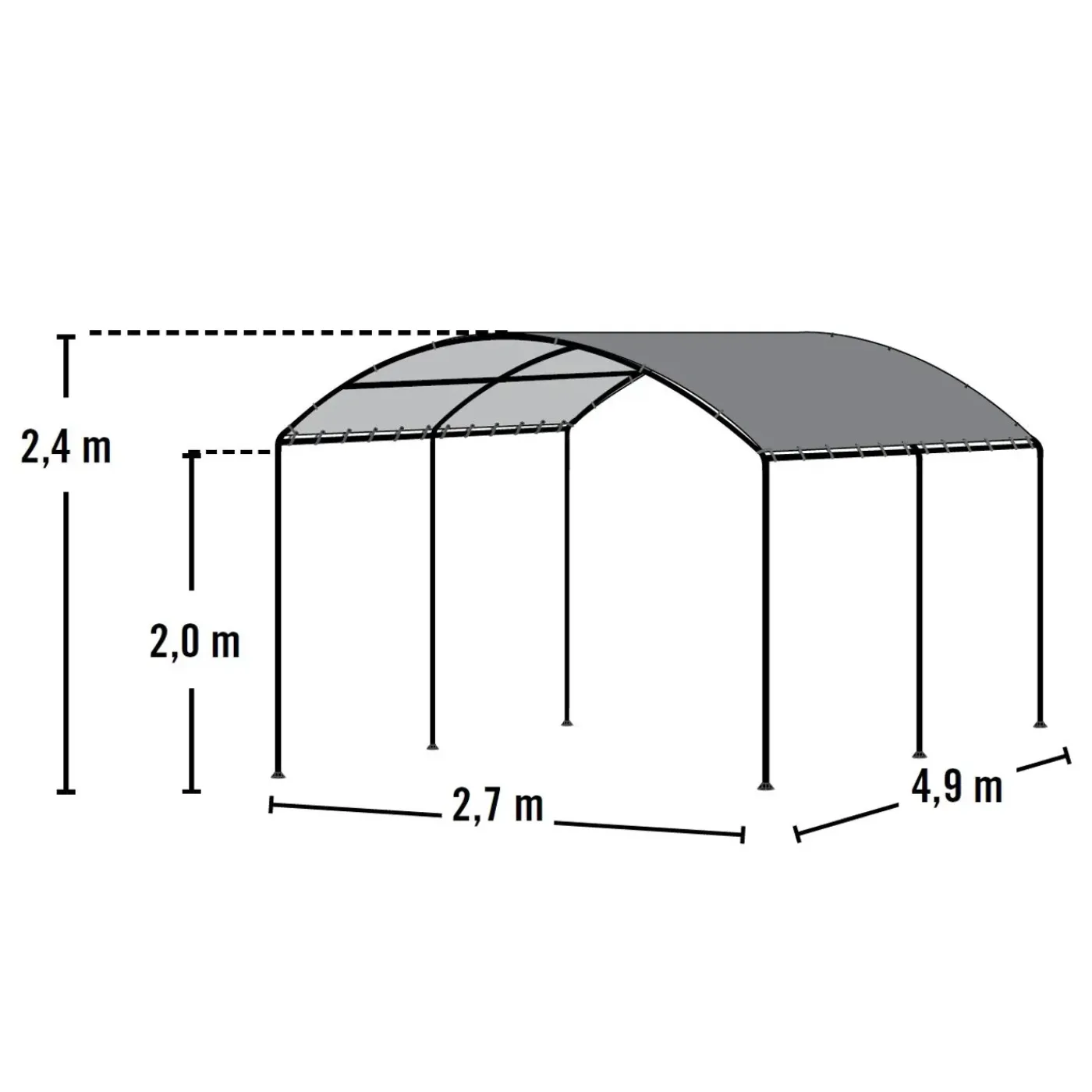 ShelterLogic Carport Monarch - Folie Carport 490x270x240 Cm - Beige